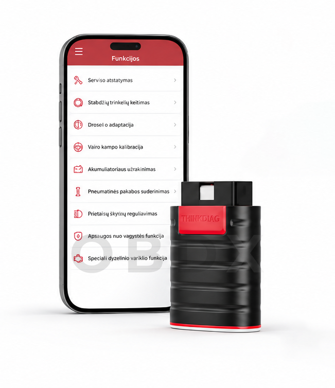 THINKCAR THINKDIAG „Bluetooth“ OBD2 Skaitytuvas – Dvikryptis Diagnostikos Įrankis su ECU Kodavimu ir 15+ Atstatymo Funkcijų