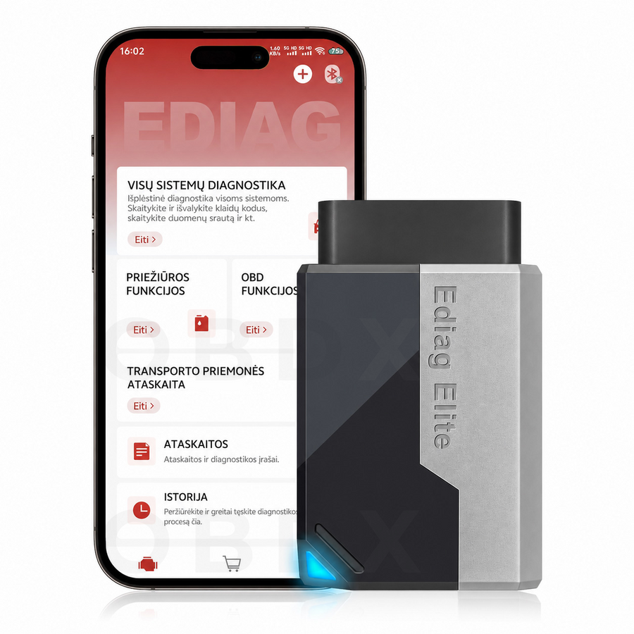 KINGBOLEN EDIAG ELITE „Bluetooth“ OBD2 Skaitytuvas su Visų Sistemų Diagnostika ir Nemokamais Atnaujinimais Visam Laikui