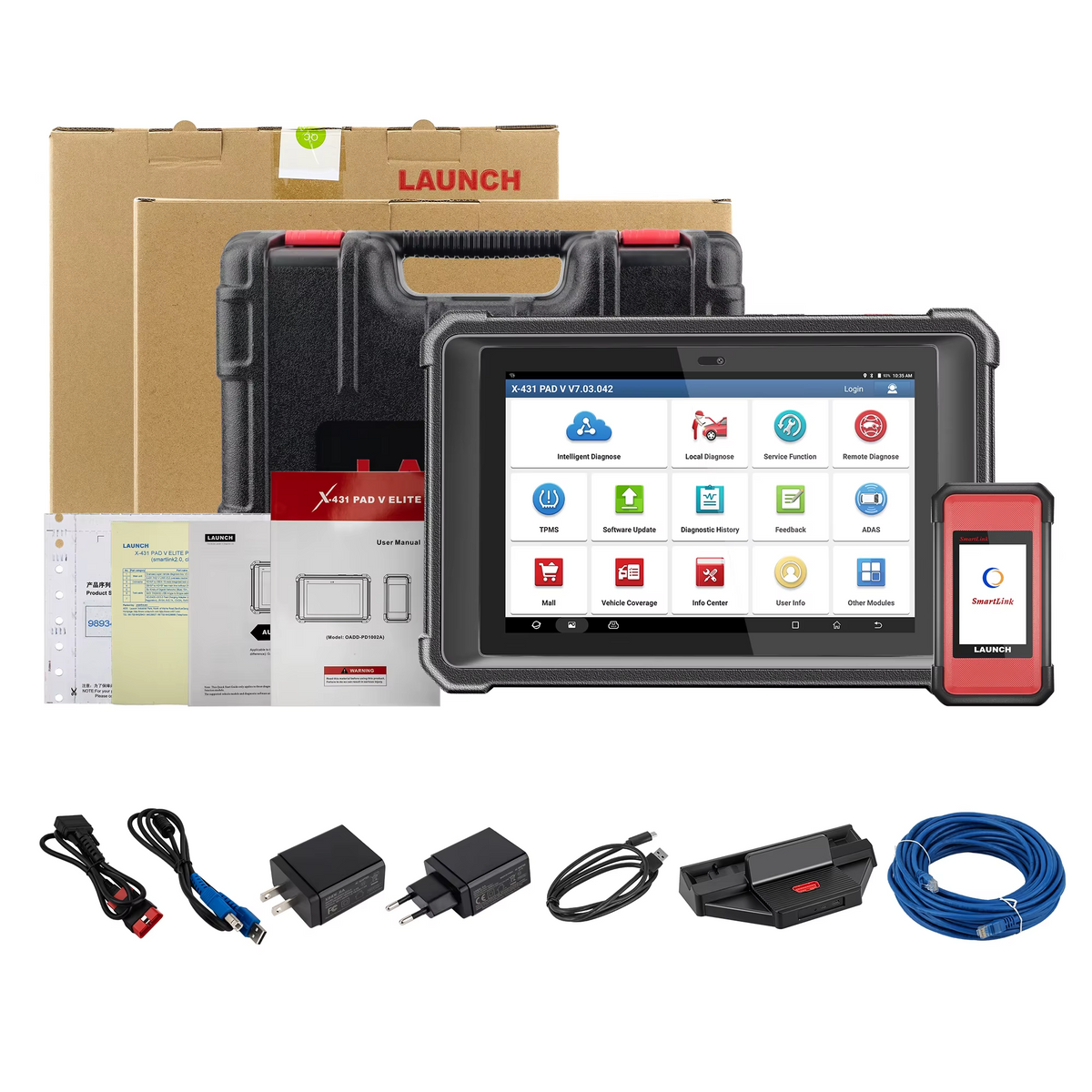LAUNCH X-431 PAD V Elite – profesionali diagnostika su J2534, CAN FD ir DoIP